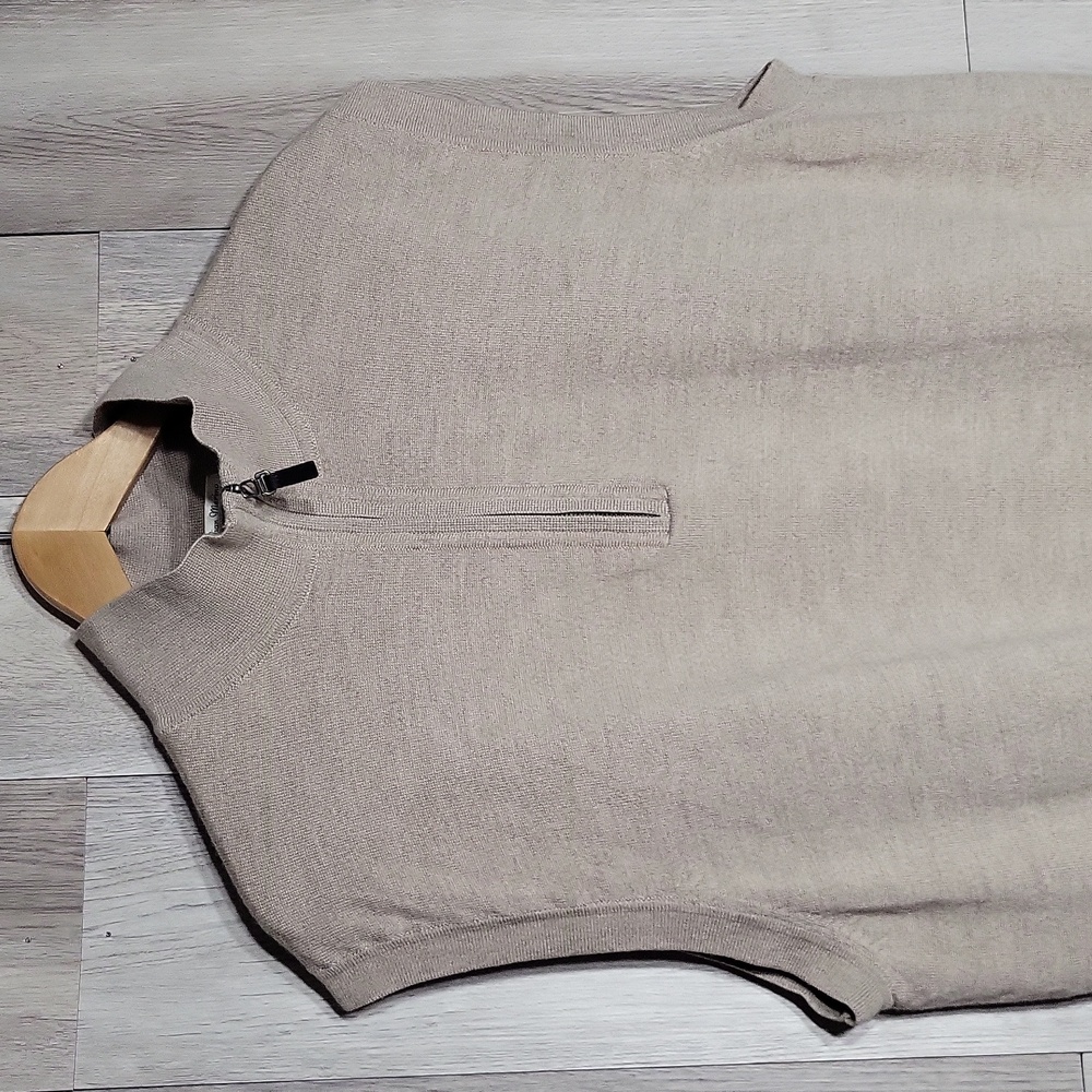 Fairway & Greene Mens L Italian Merino Vest Quarter Zip Lined Golf Athleisure - Picture 2 of 7